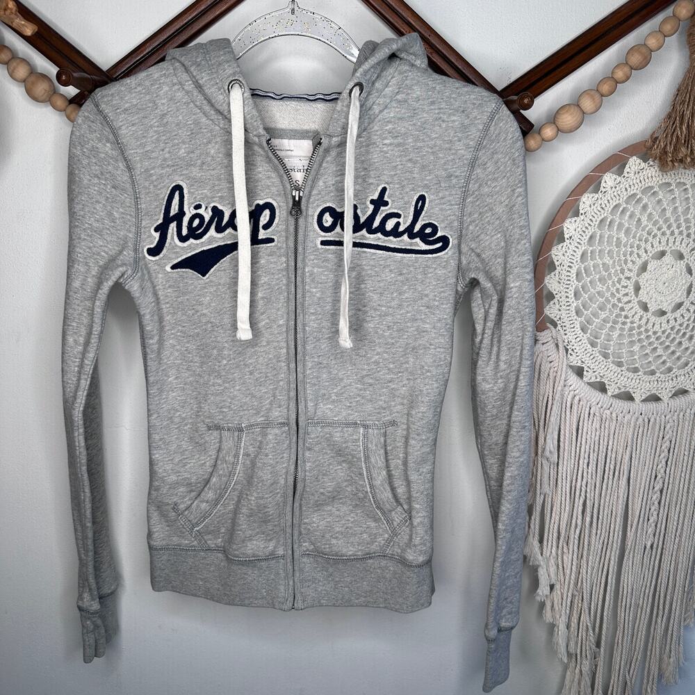 Vintage Y2K Aeropostle Gray Blue Full Zip Hoodie